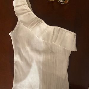 Cute one shoulder white shirt!  Size medium